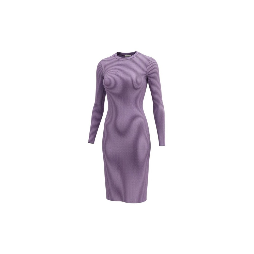 rue21 Ribbed Knit Bodycon Dress Womens Large Purple Long Sleeve Midi Crew Neck